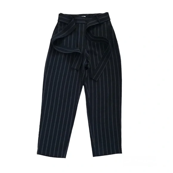 SOLD - Wilfred Aritzia Tie-Front Black Oak Pinstripe Jallade Trouser Pant Size 4 - Picture 15 of 16